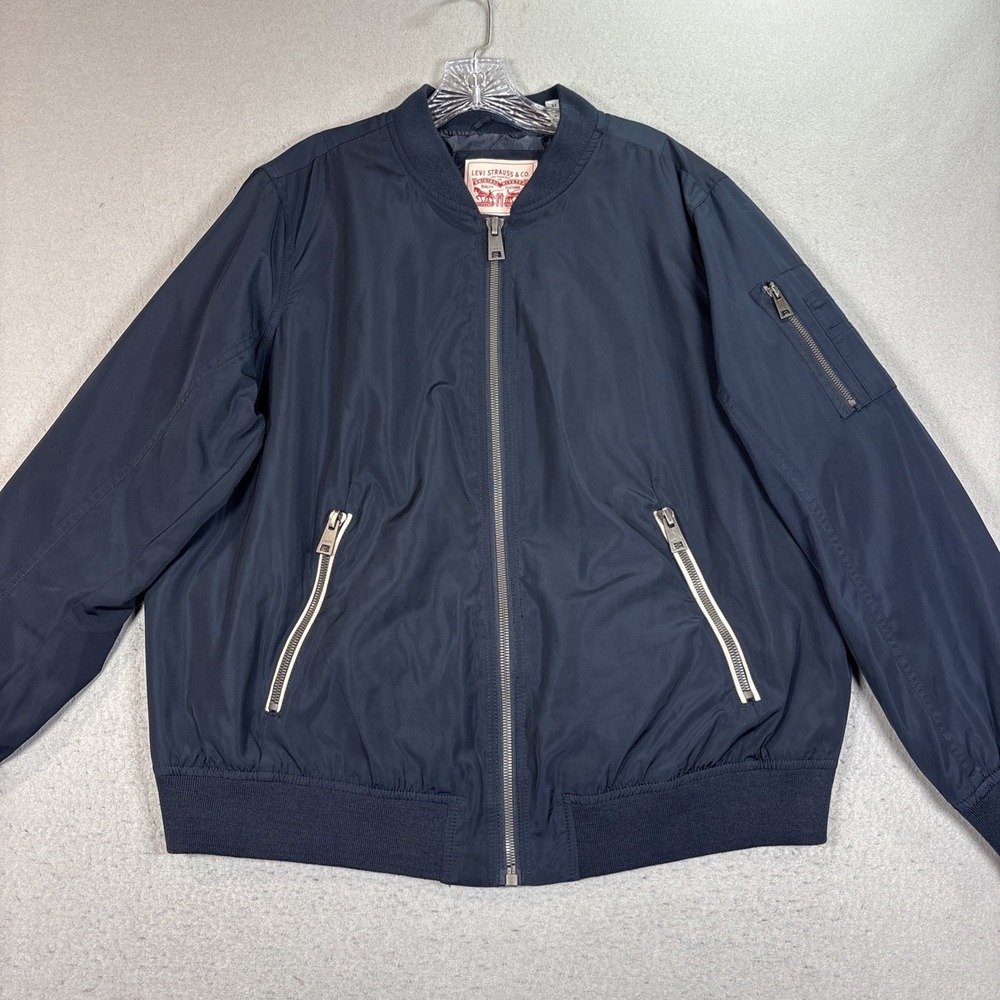 Levi's Full Zip Windbreaker Jacket Men Size 2XL Blue Zip Pockets Y2K